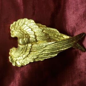 Large Chunky Metallic Gold Angel Wings Pin